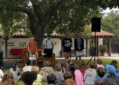 6th graders present their TED Talks to a group from the lower grades.