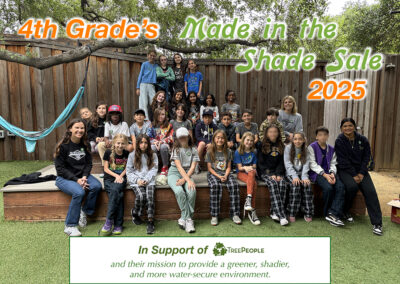 The 4th grade class poses after their "shade sale" in support of TreePeople.